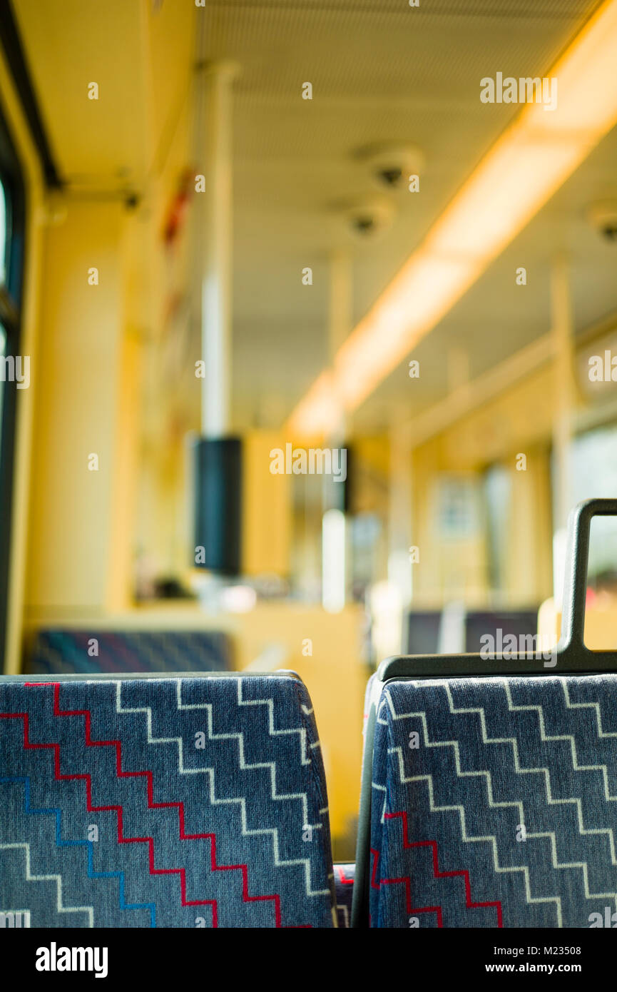 Seats on a tram Karlsruhe Baden-Württemberg Germany Stock Photo