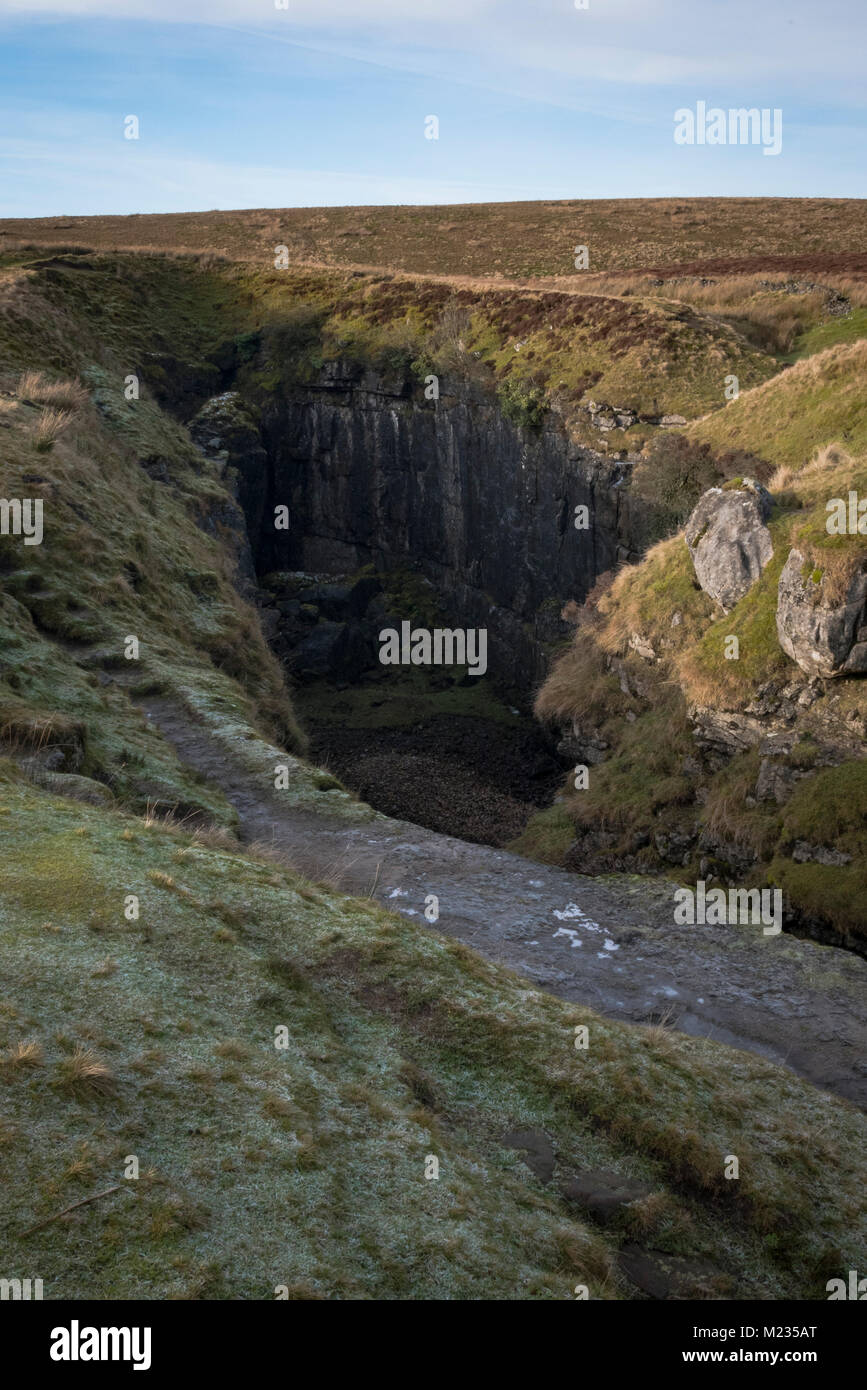 Hull Pot near Pen-y-ghent in the Yorkshire Dales. Stock Photo