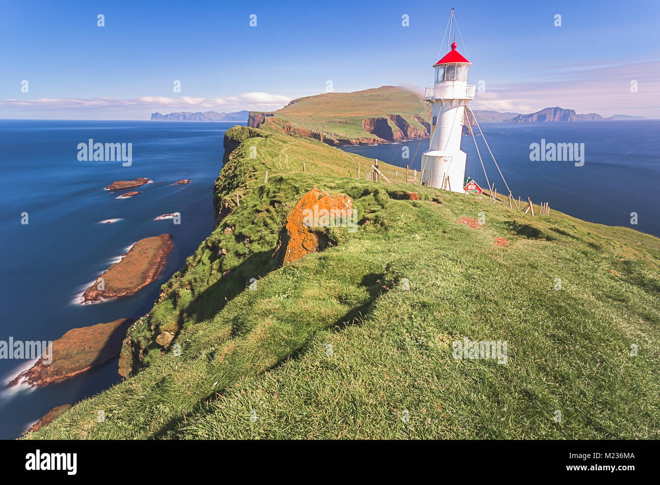 Mykines Lighthouse, Faroe Islands Stock Photo