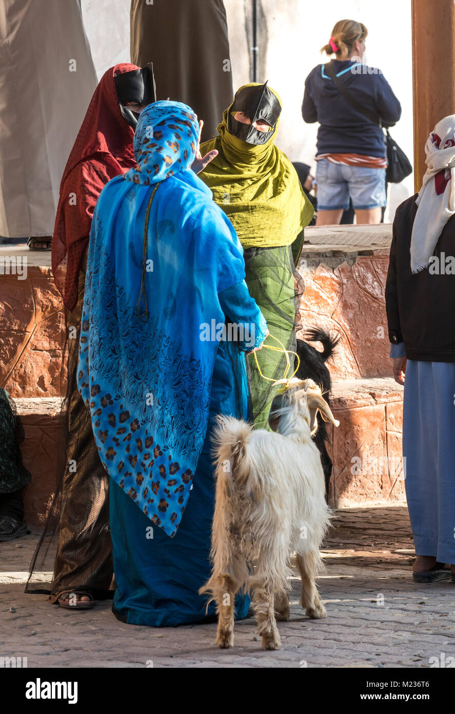 Nizwa, Oman, Febrary 2nd, 2018:  omani women at a goat market Stock Photo