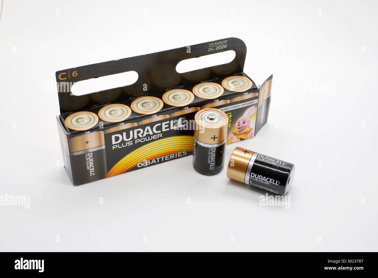 Duracell high performance alkaline batteries Stock Photo