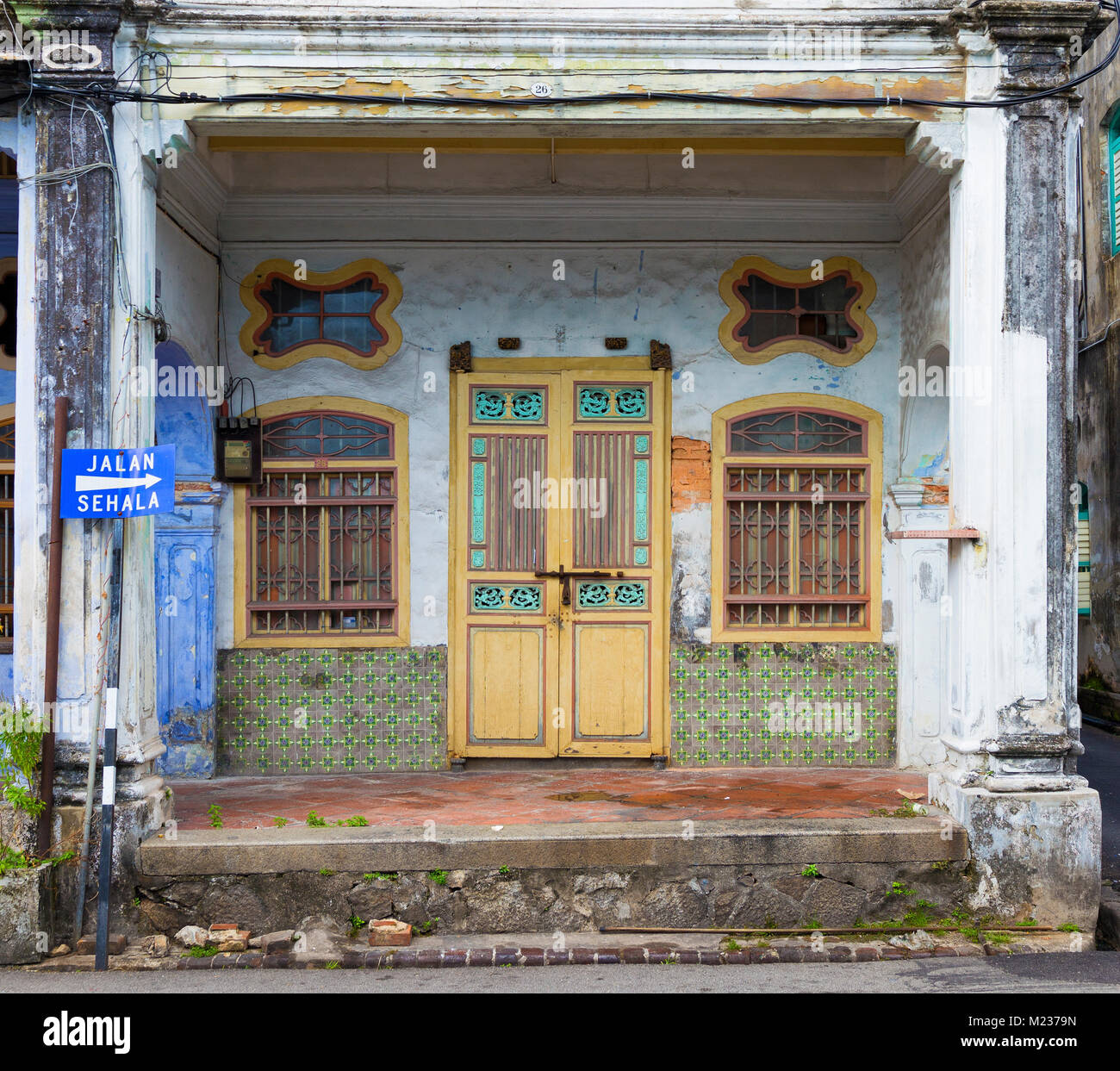 Traditional house front in Georgetown Penang Malaysia Stock Photo