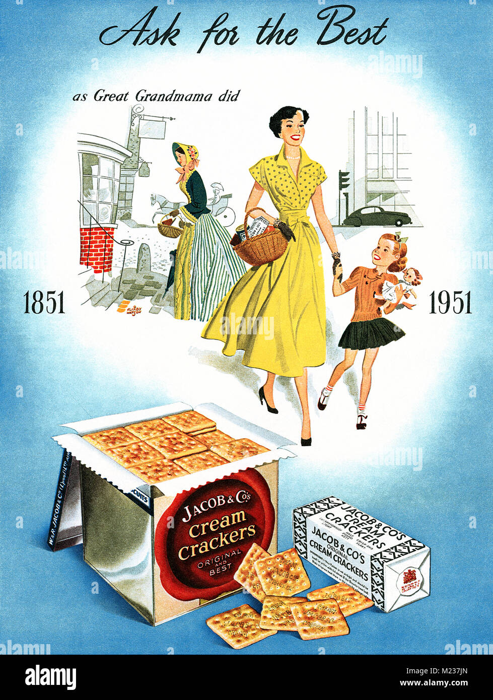 1951 British advertisement for Jacob's Cream Crackers, illustrated by