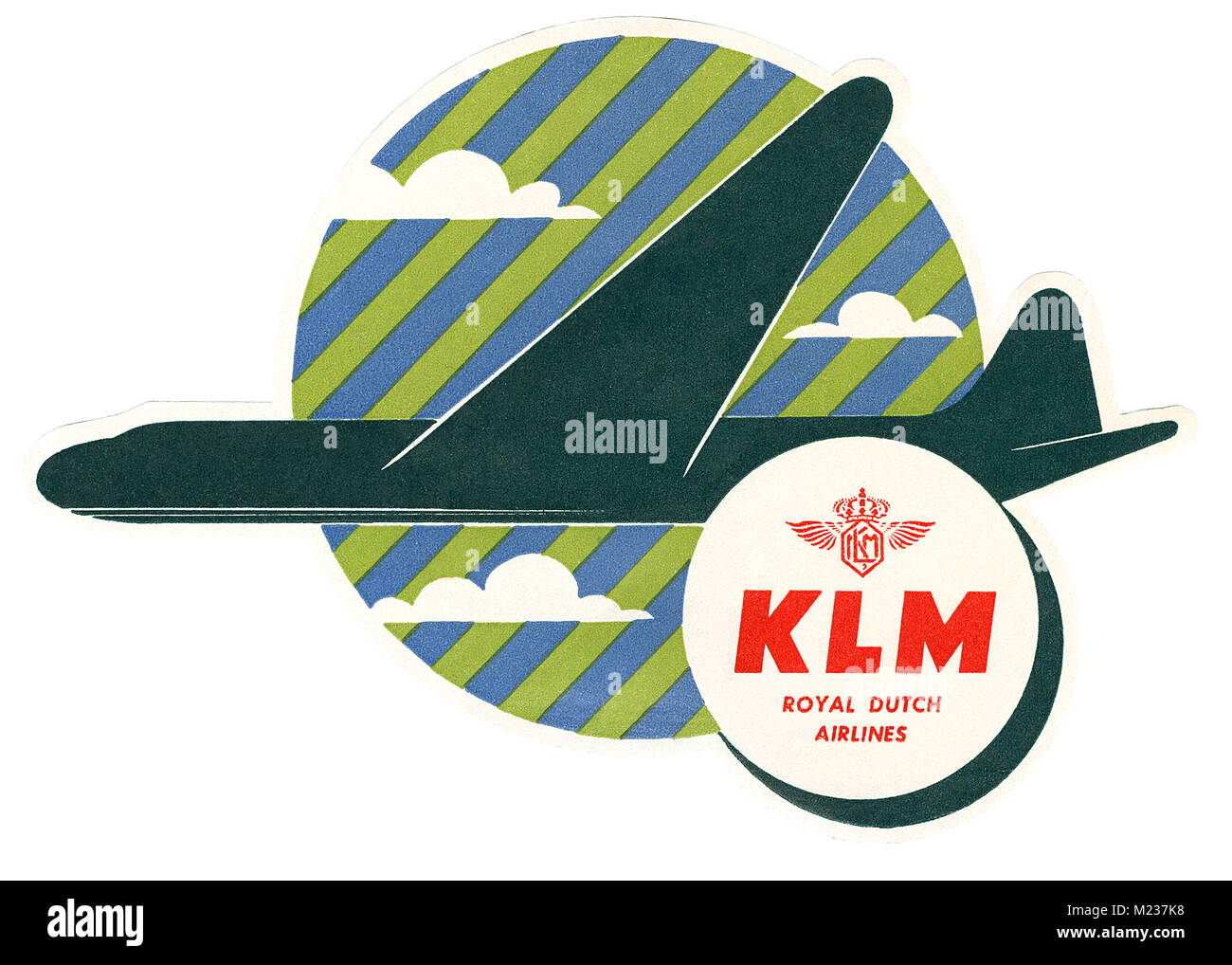 Vintage KLM Royal Dutch Airlines luggage label. Stock Photo