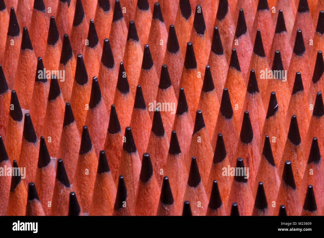 Abstract macro of a box of pencils Stock Photo