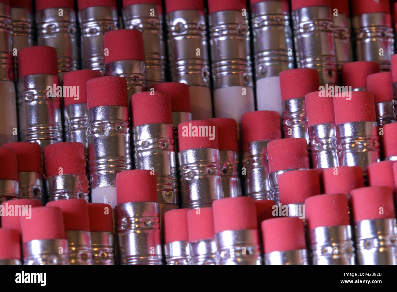 Close up of the eraser end of pencils Stock Photo Alamy