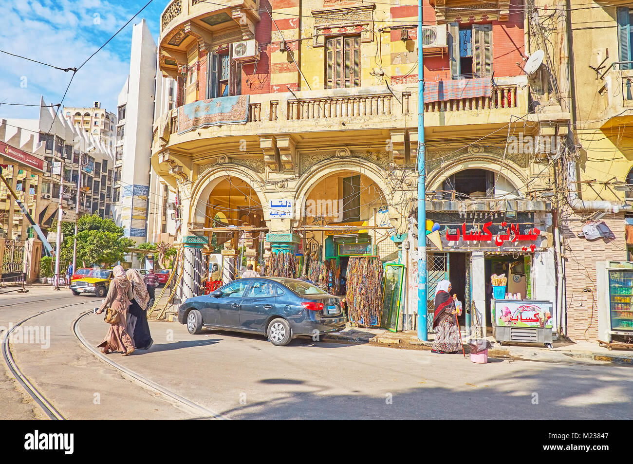 ALEXANDRIA, EGYPT DECEMBER 17, 2017 The small cafe and souvenir