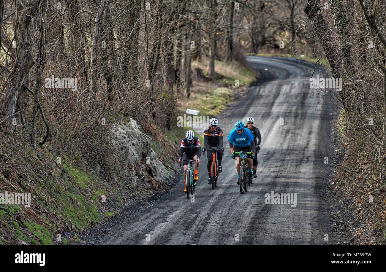 UNITED STATES - 03-25-2017: Our new friends at Parvilla Cycle & Multisport and Joey Sikorski held a fun Western Loudoun gravel grinder ride today leav Stock Photo