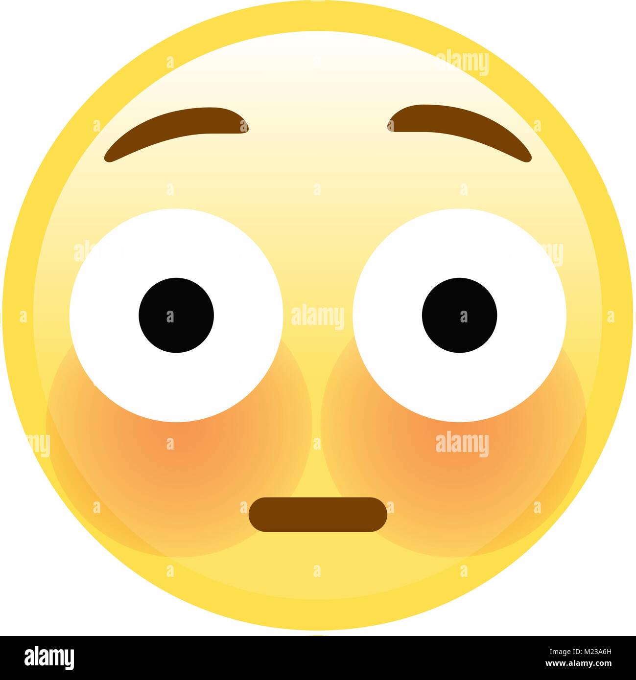 The isolated vector yellow embarrassed face with flushed red cheeks flat icon Stock Vector