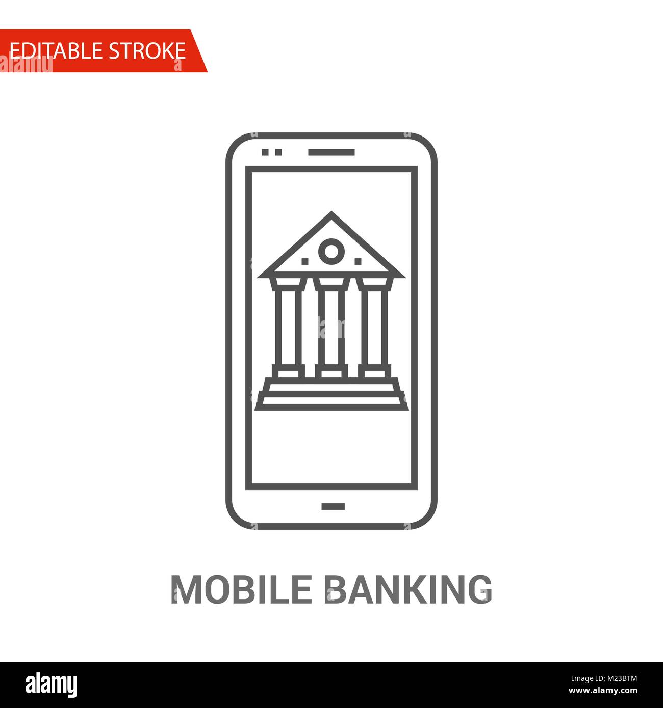 Mobile Banking Icon. Thin Line Vector Illustration - Adjust stroke ...