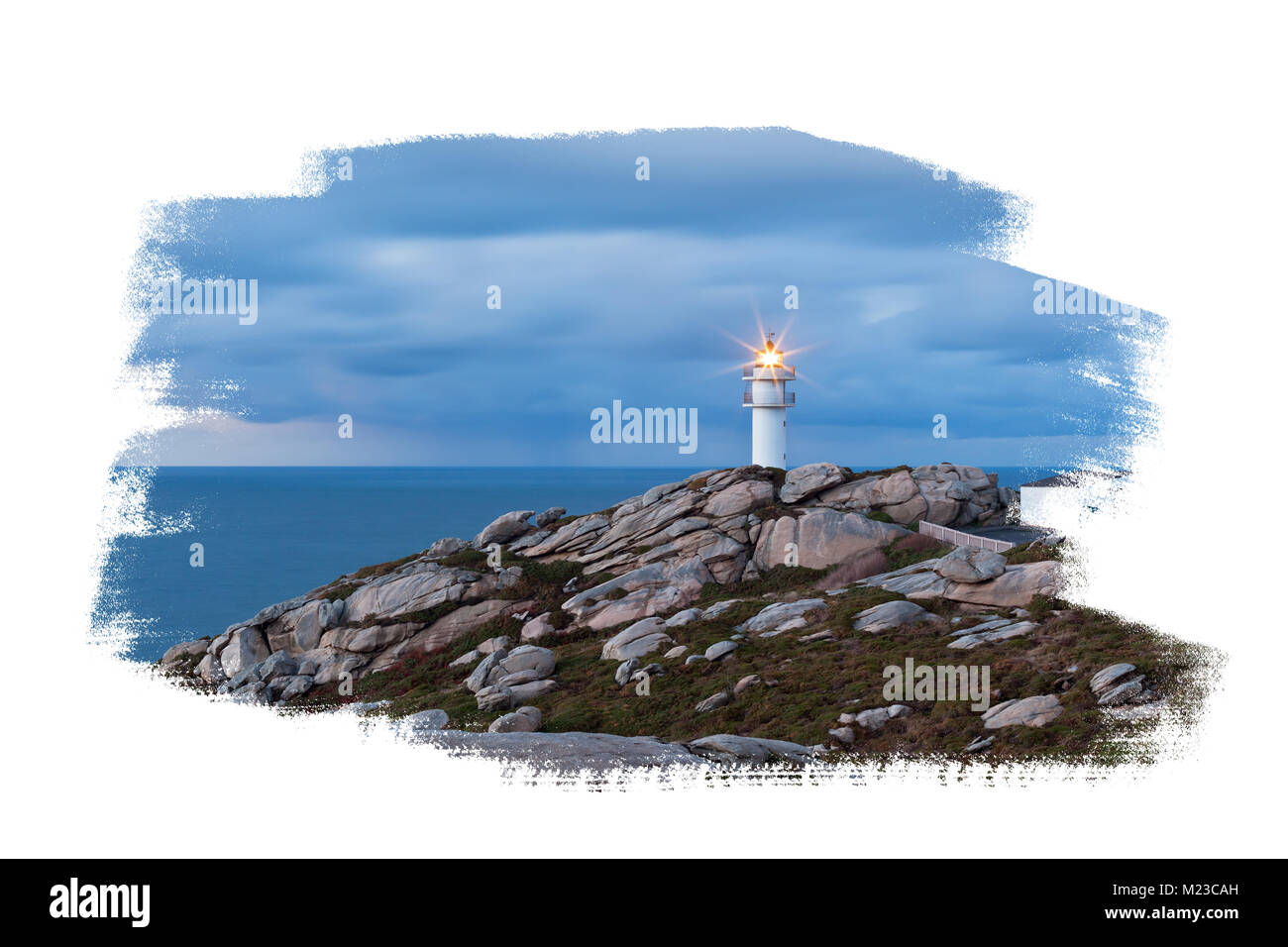 Working Lighthouse isolated on white background Stock Photo Alamy
