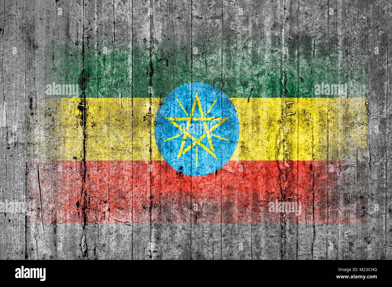 Ethiopia flag painted on background texture gray concrete Stock Photo -  Alamy, image size:1300x953