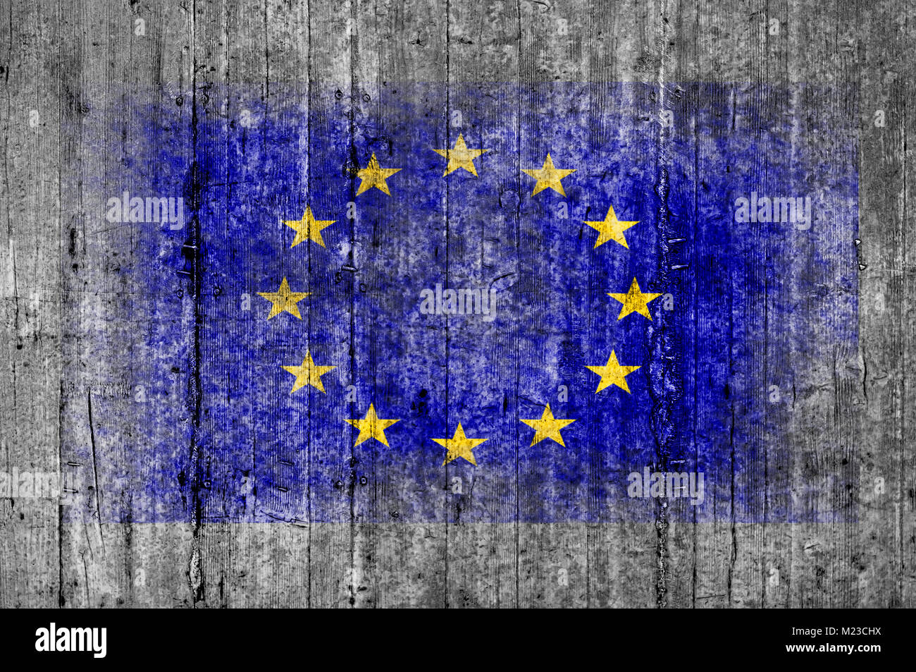 European Union flag painted on background texture gray concrete Stock ...
