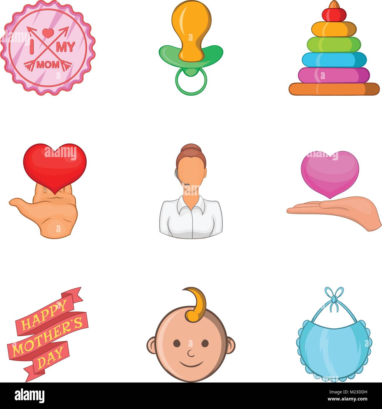 Mother and child icons set, cartoon style Stock Vector Image & Art - Alamy