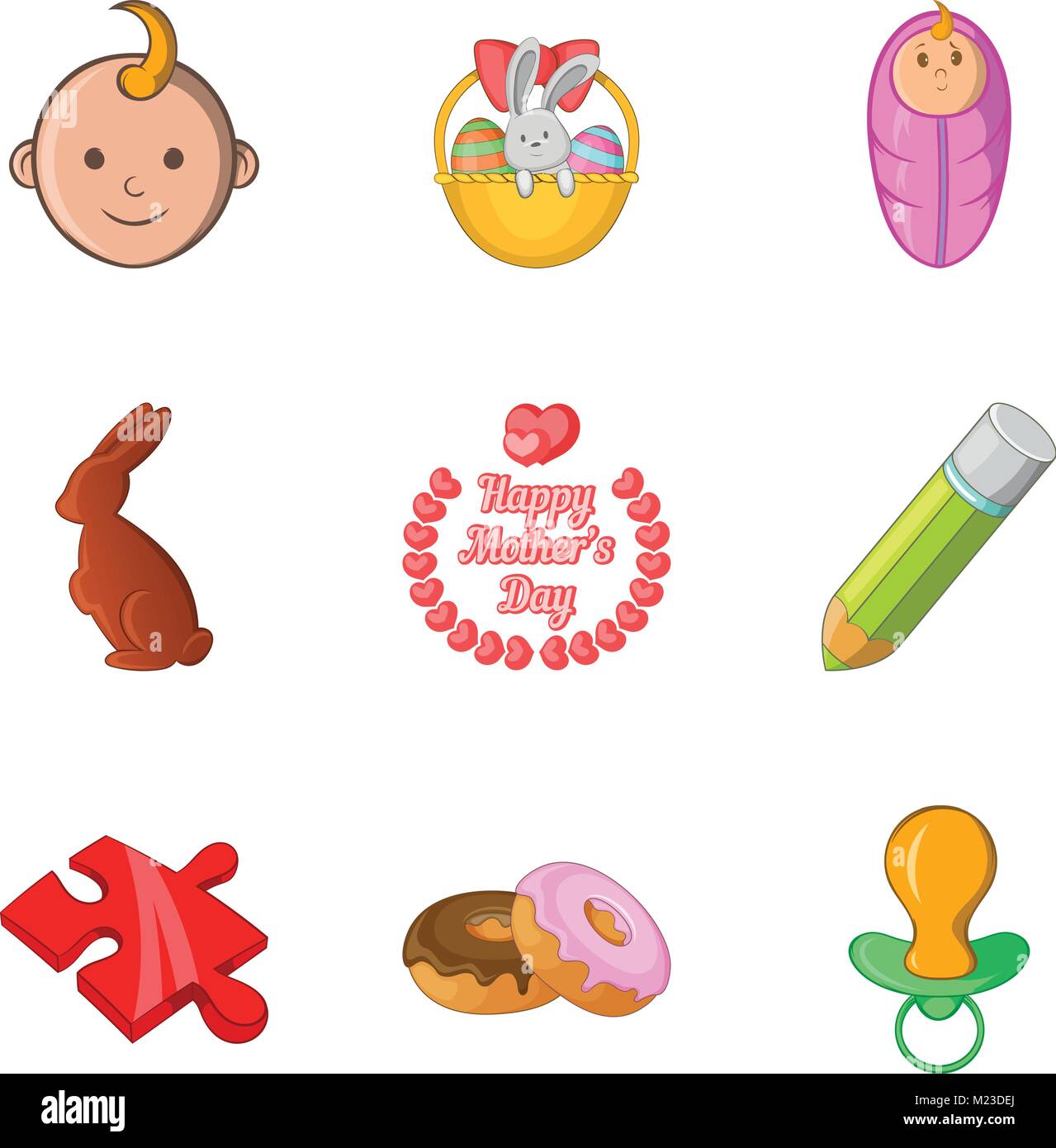 Parental Responsibility Icons Set Cartoon Style Stock Vector Image