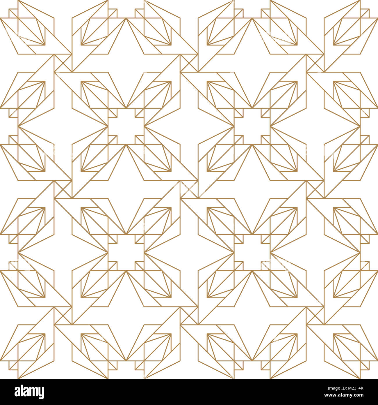 Golden vector seamless pattern with small diamonds, star shapes, tiny  rhombuses. Abstract gold and white geometric texture. Simple minimal wide  repeat background. Luxury design for print, wallpapers Stock Vector