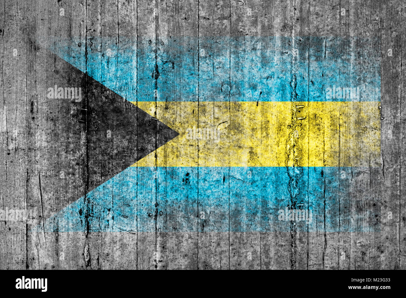 Bahamas flag painted on background texture gray concrete Stock Photo ...