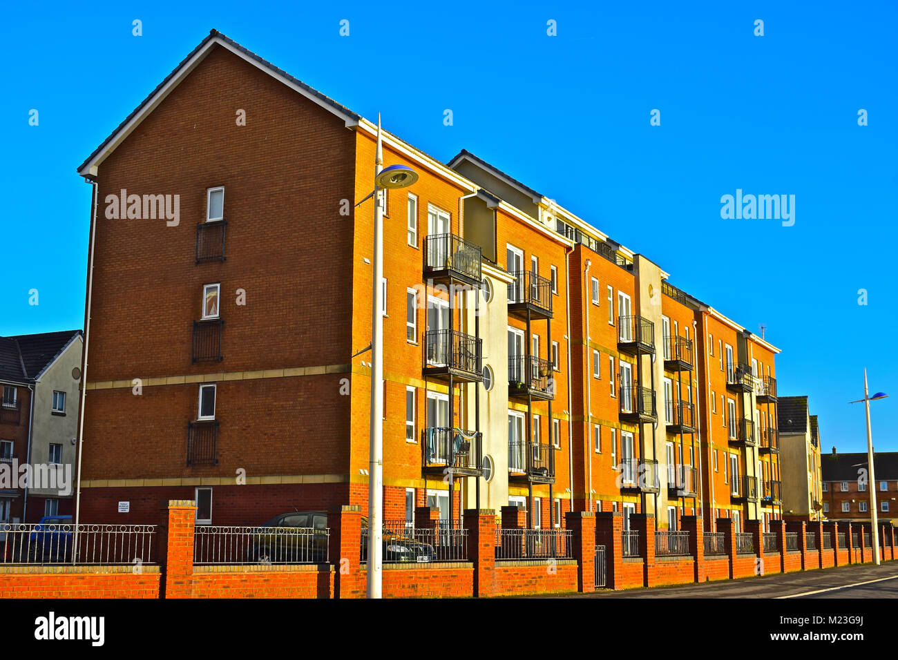 Modern block of flats adjacent to Aberavon beach promenade near Port