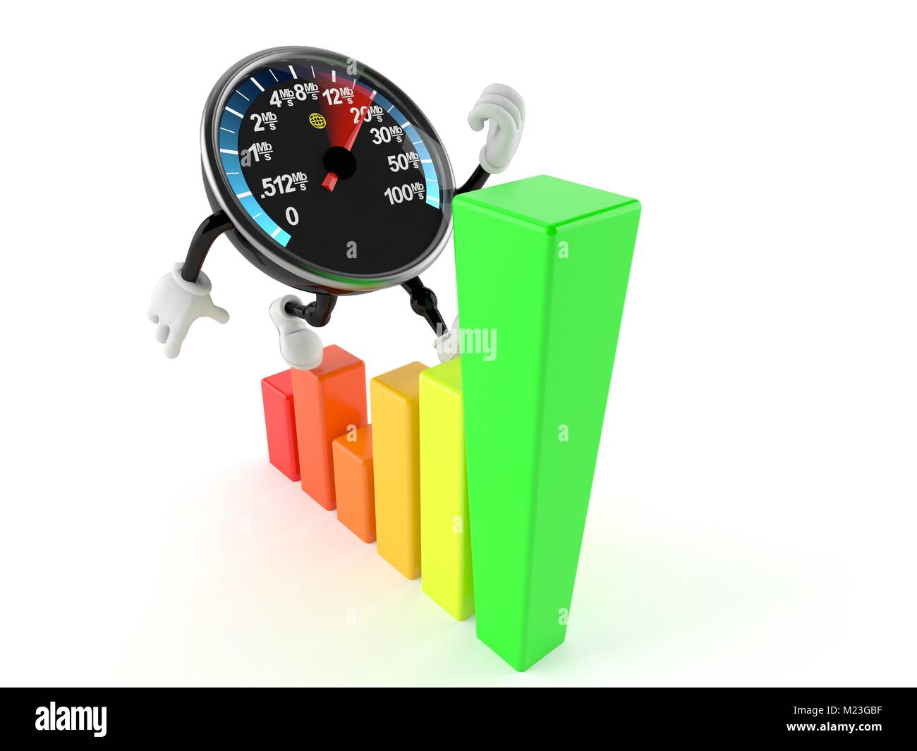 Network speed meter character with chart isolated on white background ...
