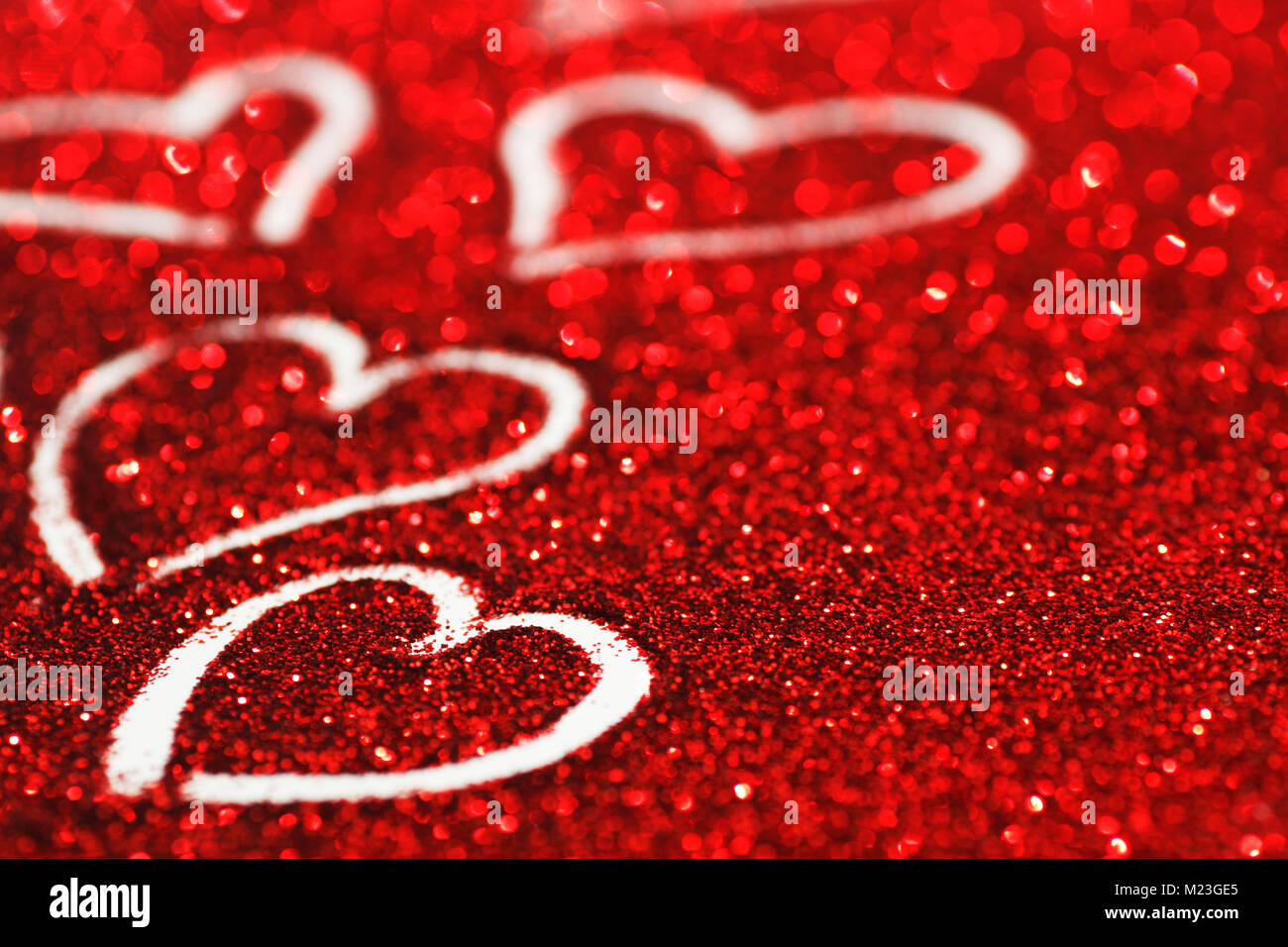 Red glitter background with hearts, valentines day design Stock Photo ...