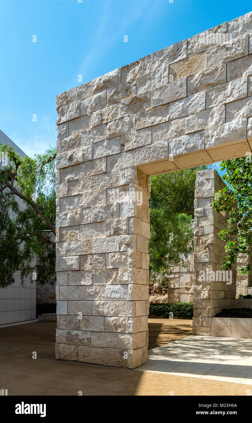 Getty Center stone arches, Los Angeles, California Stock Photo