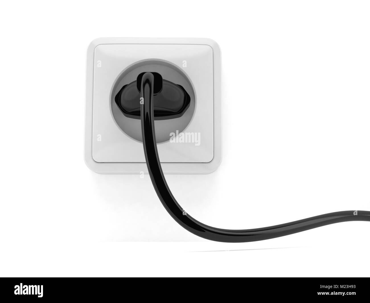 Outlet with electric plug isolated on white background Stock Photo - Alamy