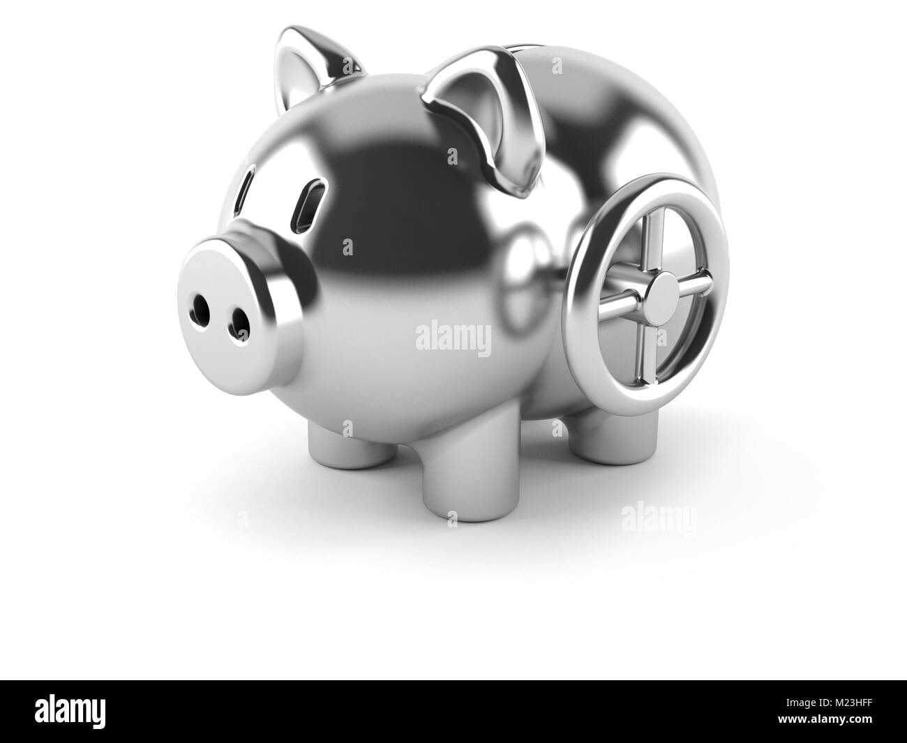 Silver Piggy bank isolated on white background Stock Photo - Alamy