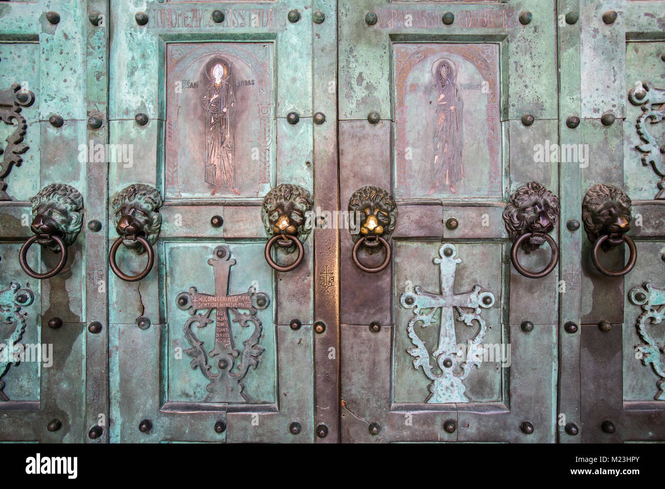 Saint Andrew's Cathedral doors, Amalfi, Italy Stock Photo