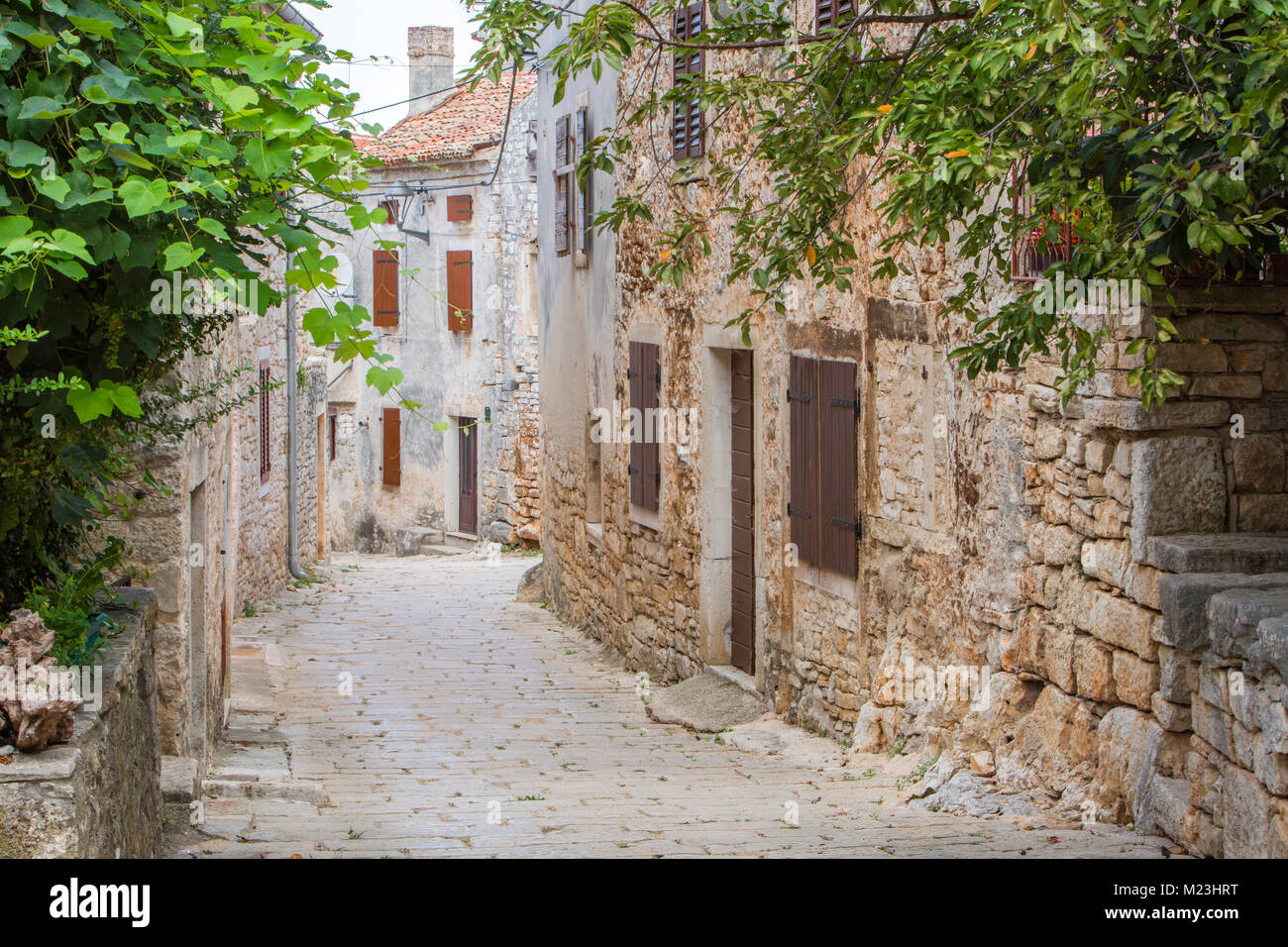 Cobblestone streets Bale Valle, Croatia Stock Photo