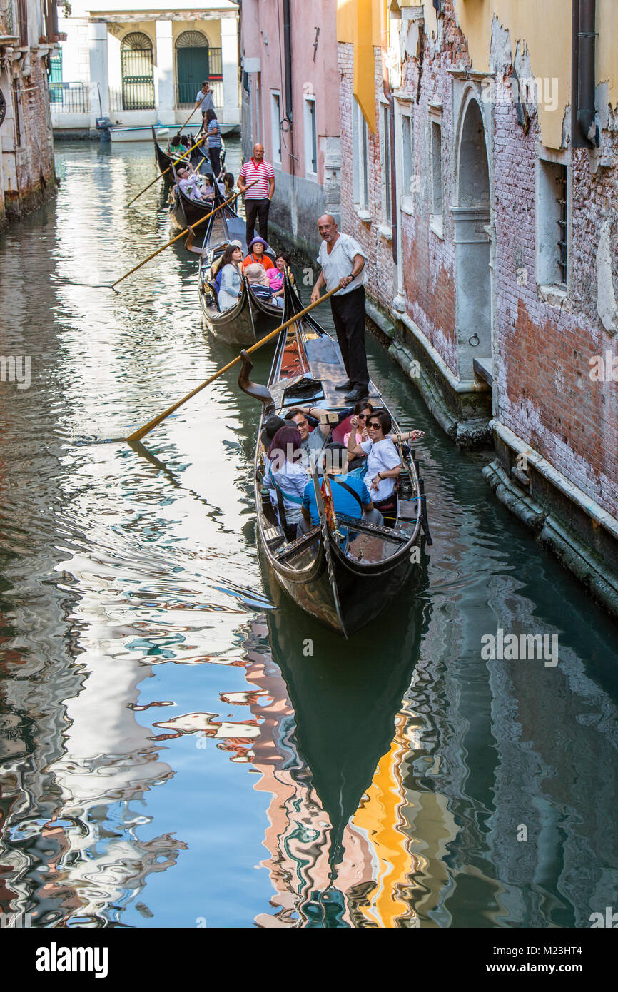 Gondolas in the canals of Venice, Italy Stock Photo
