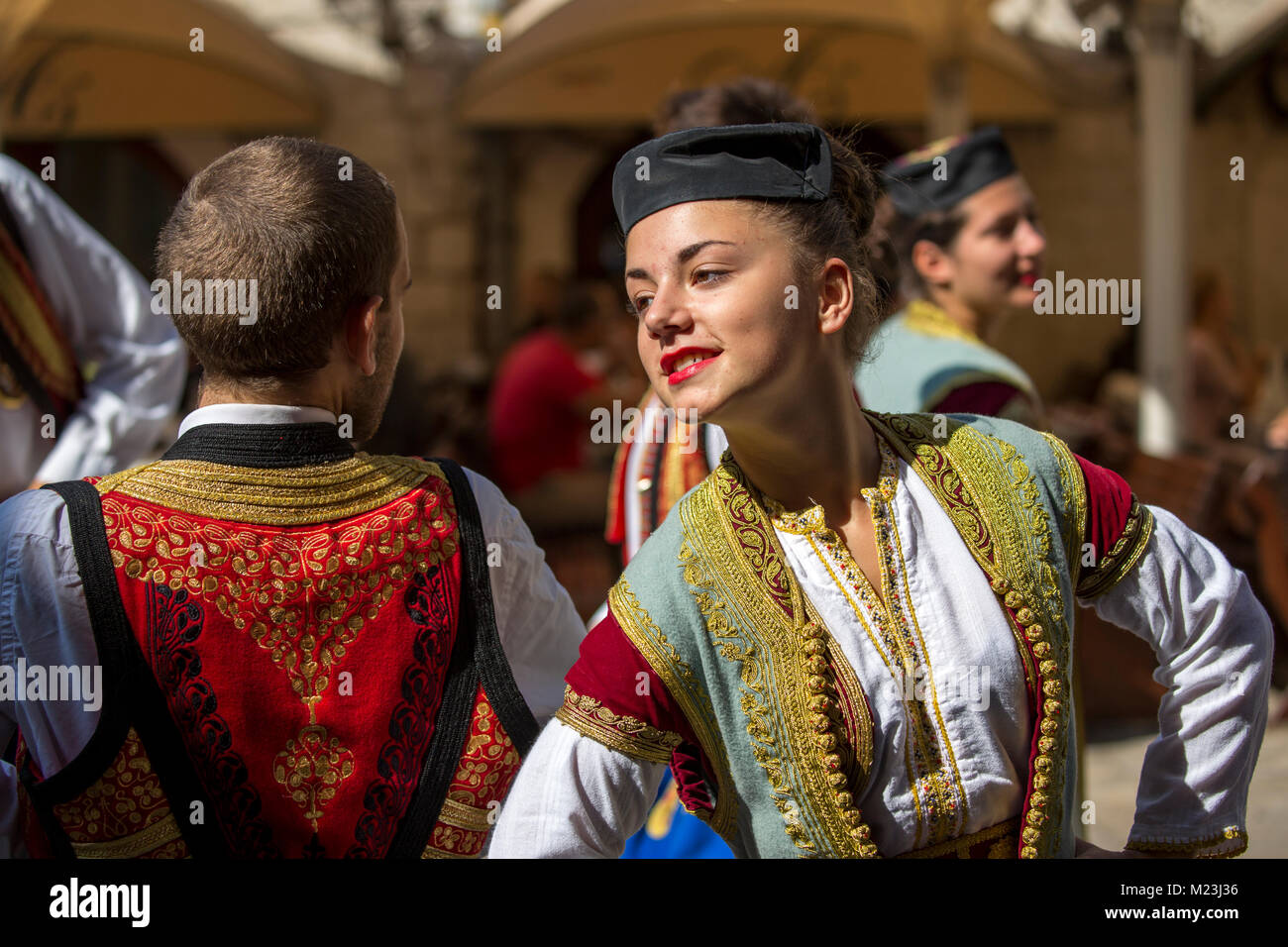 Folk dancing in Kotor Montenegro Stock Photo