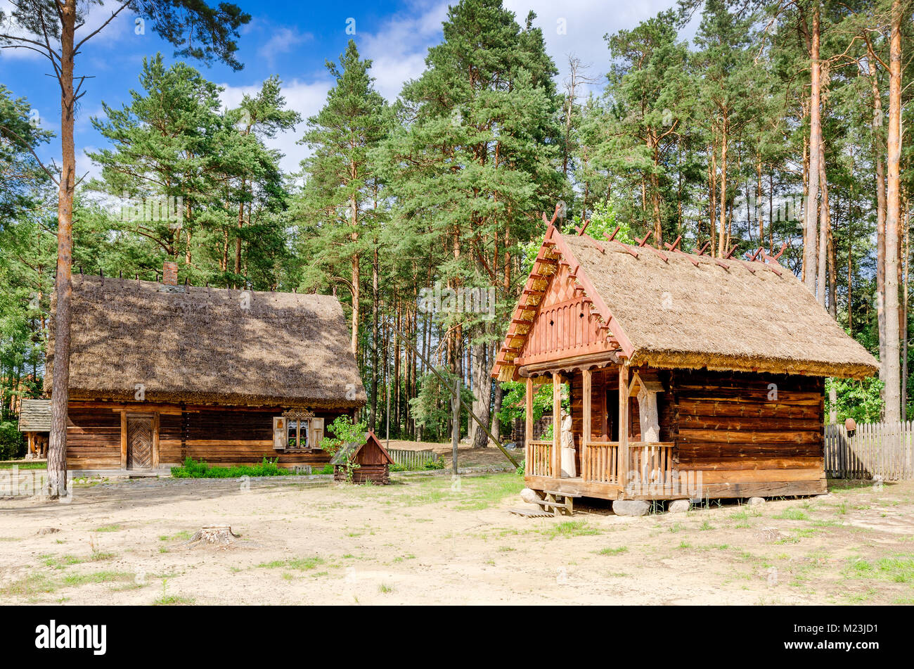 Traditional house from Kurpie, ethnic region in Poland, openair museum