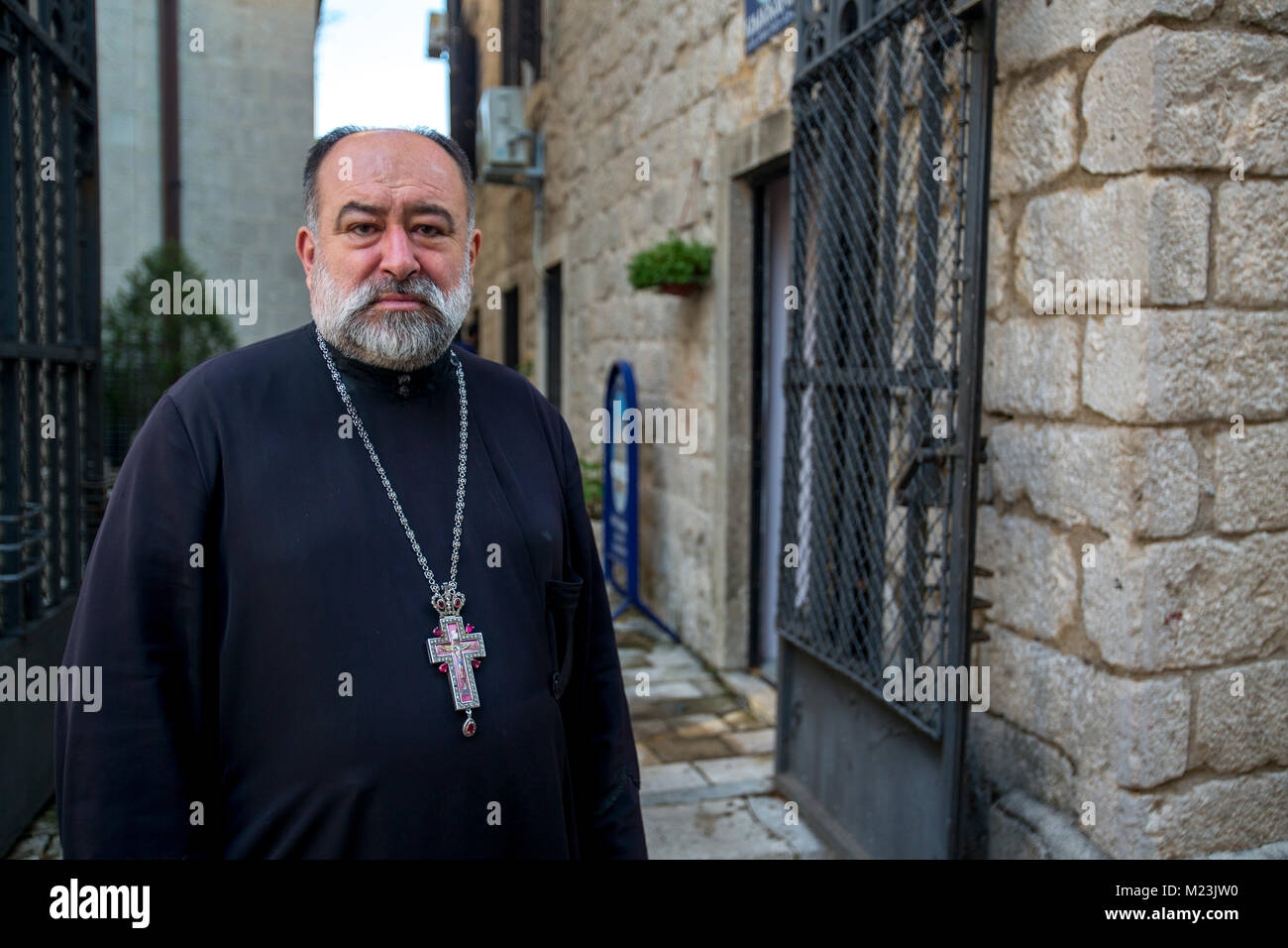 Saint Nicholas priest at Kotor Cathedral, Montenegro Stock Photo