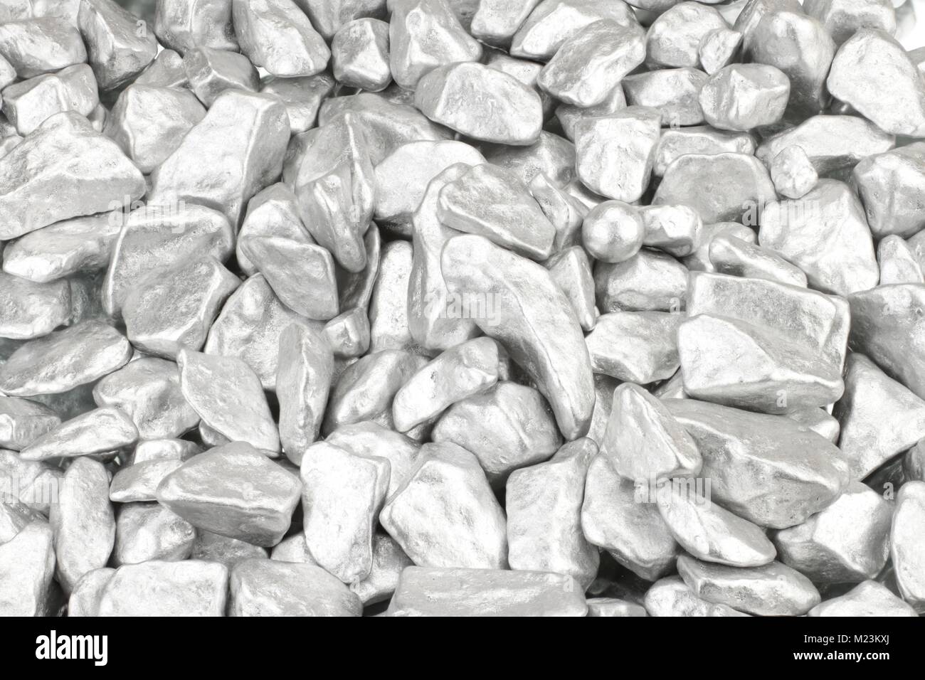 Background of many shiny and silver stone chips Stock Photo