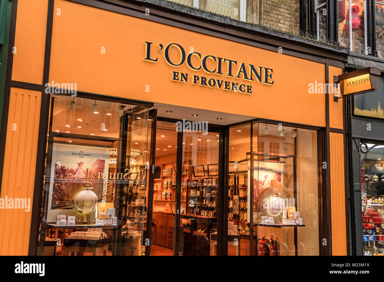 L'Occitane en Provence fragrance high street chain shop on Cornmarket Street, Oxford, Oxfordshire, UK. Feb 2018 Stock Photo
