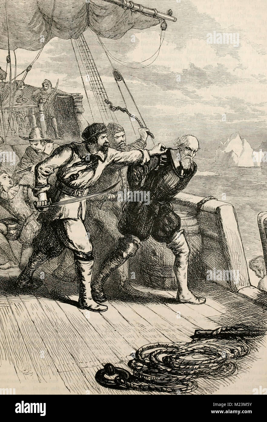 Mutiny on Hudson's Ship Stock Photo