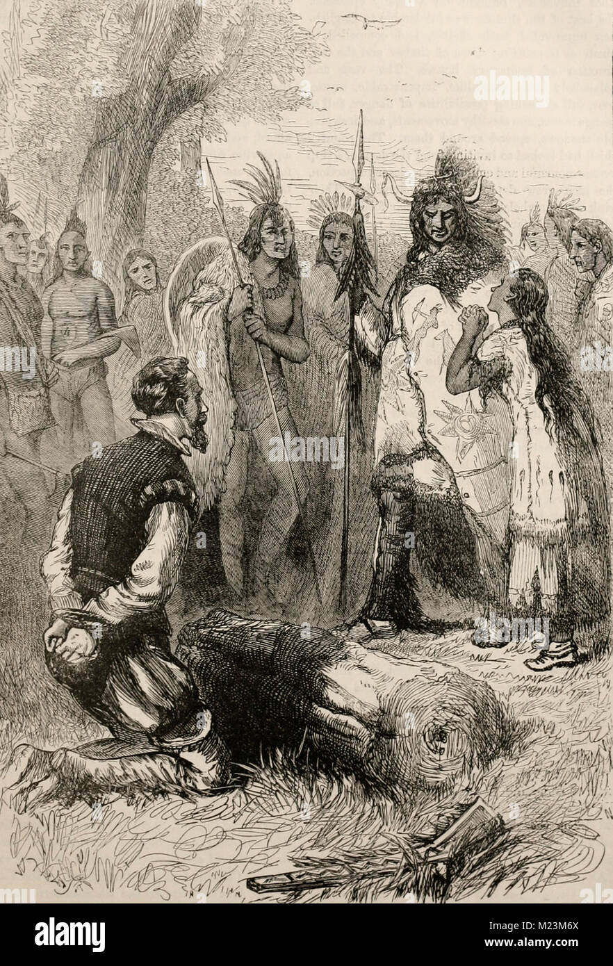 Pocahontas saves Captain Smith's Life Stock Photo