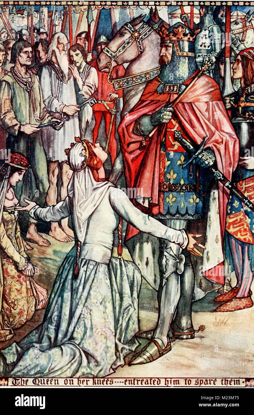 The Queen on her knees - entreated him to spare them Stock Photo