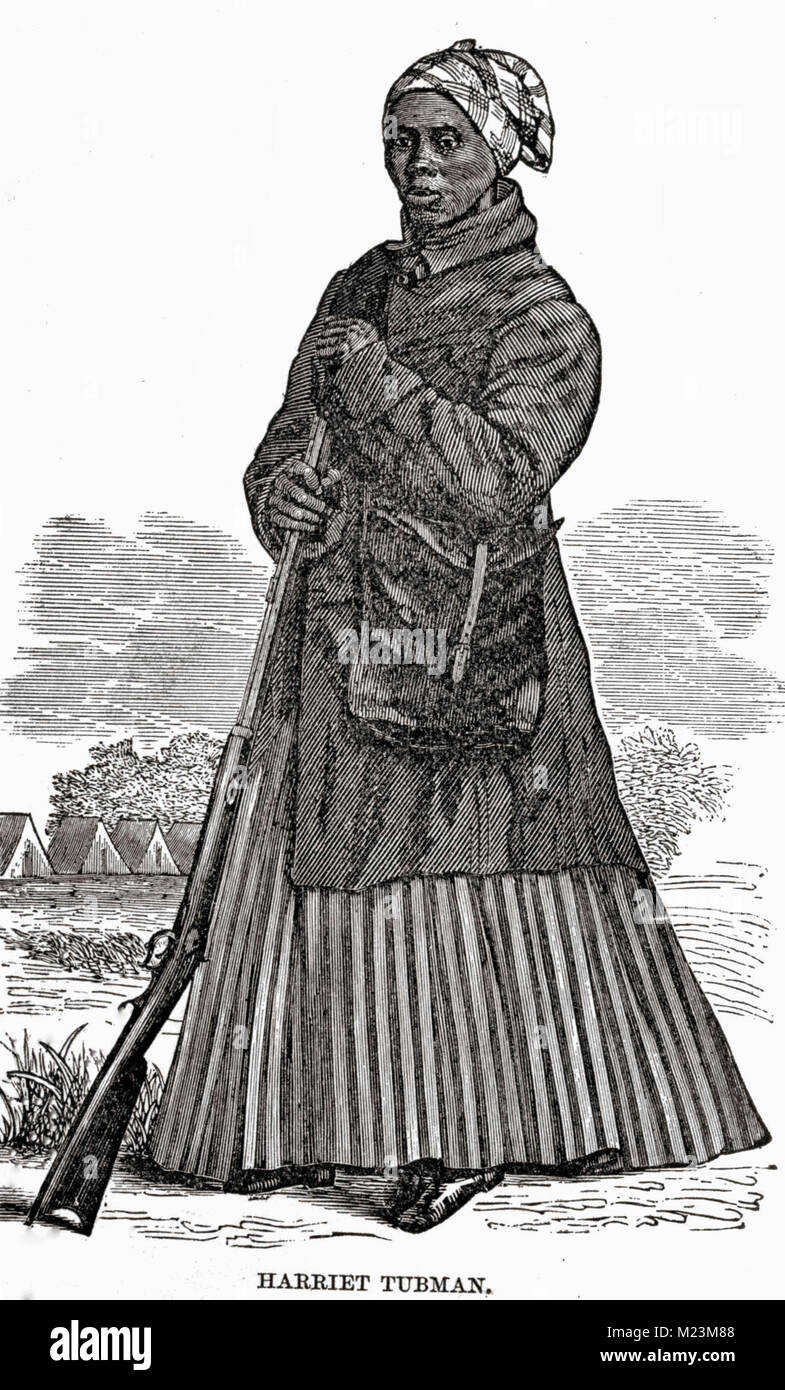 A woodcut image of Harriet Tubman, circa 1869 Stock Photo