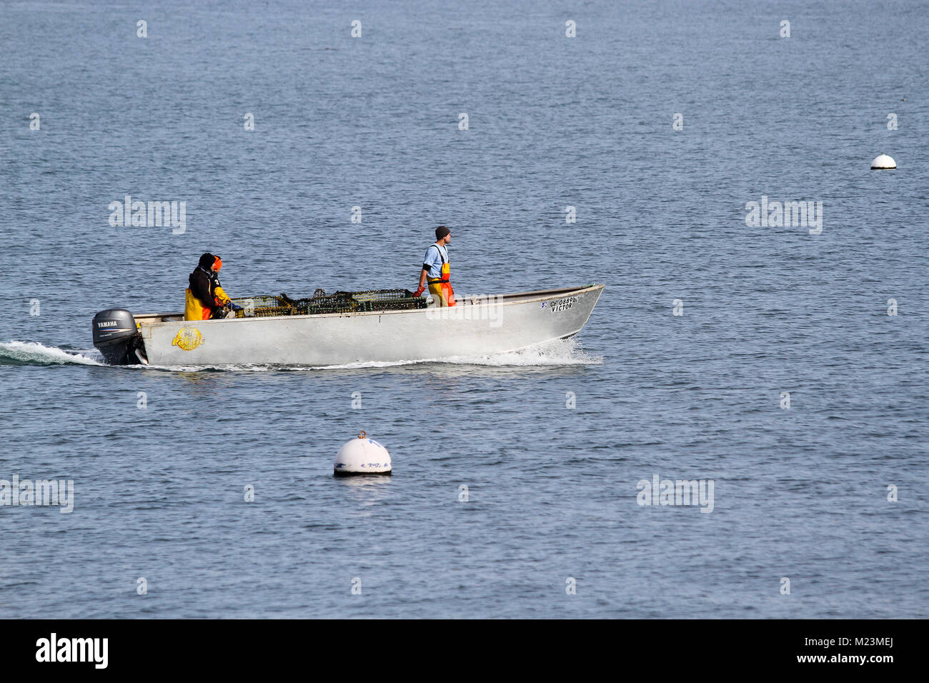 A small fishing boat in Monterey Bay, Monterey, California, Unted States Stock Photo
