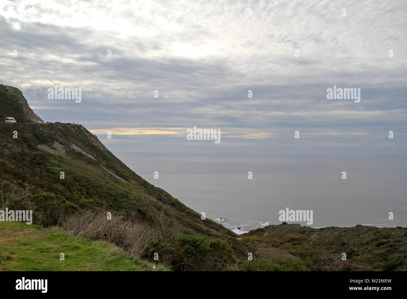 Ocean and sky blend together on a cloudy afternoon in Big Sur, California, United States Stock Photo