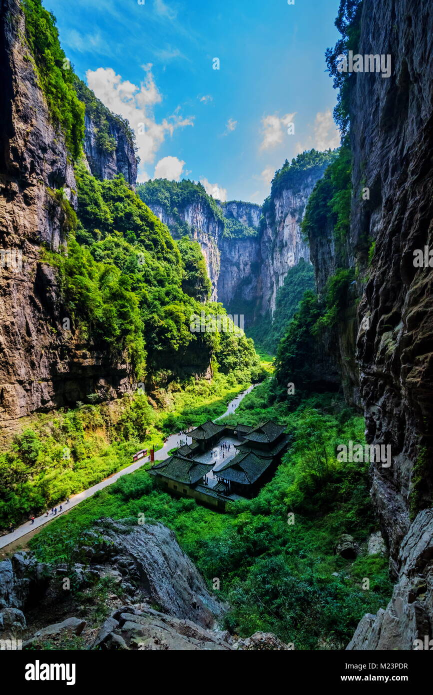 Wulong Karst geological park, Chongqing, China the most famous place of valley in china world heritage landscape Stock Photo