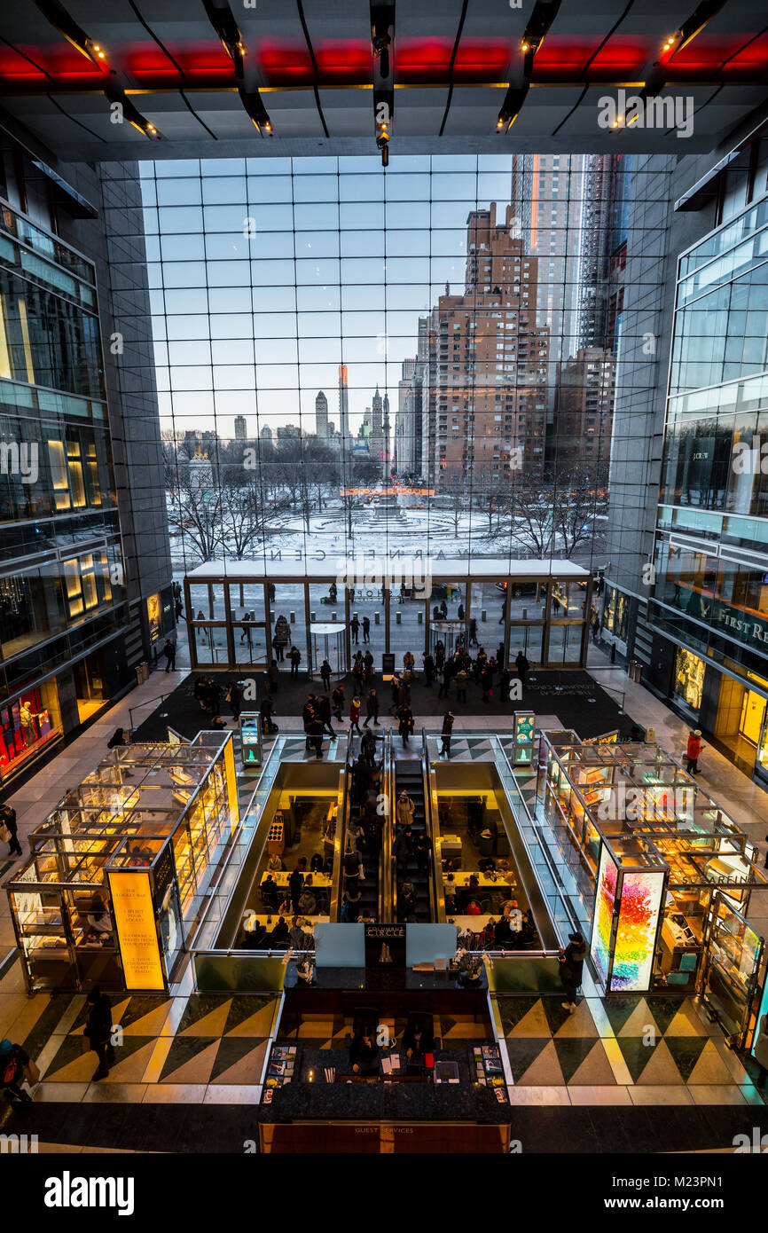 Columbus circle view from Time Center mall, New York Stock Photo