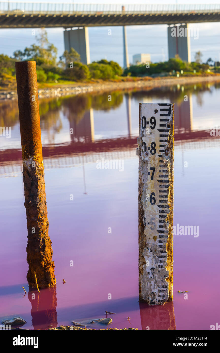 Water level meter in the West Gate park in Melbourne, Australia Stock Photo