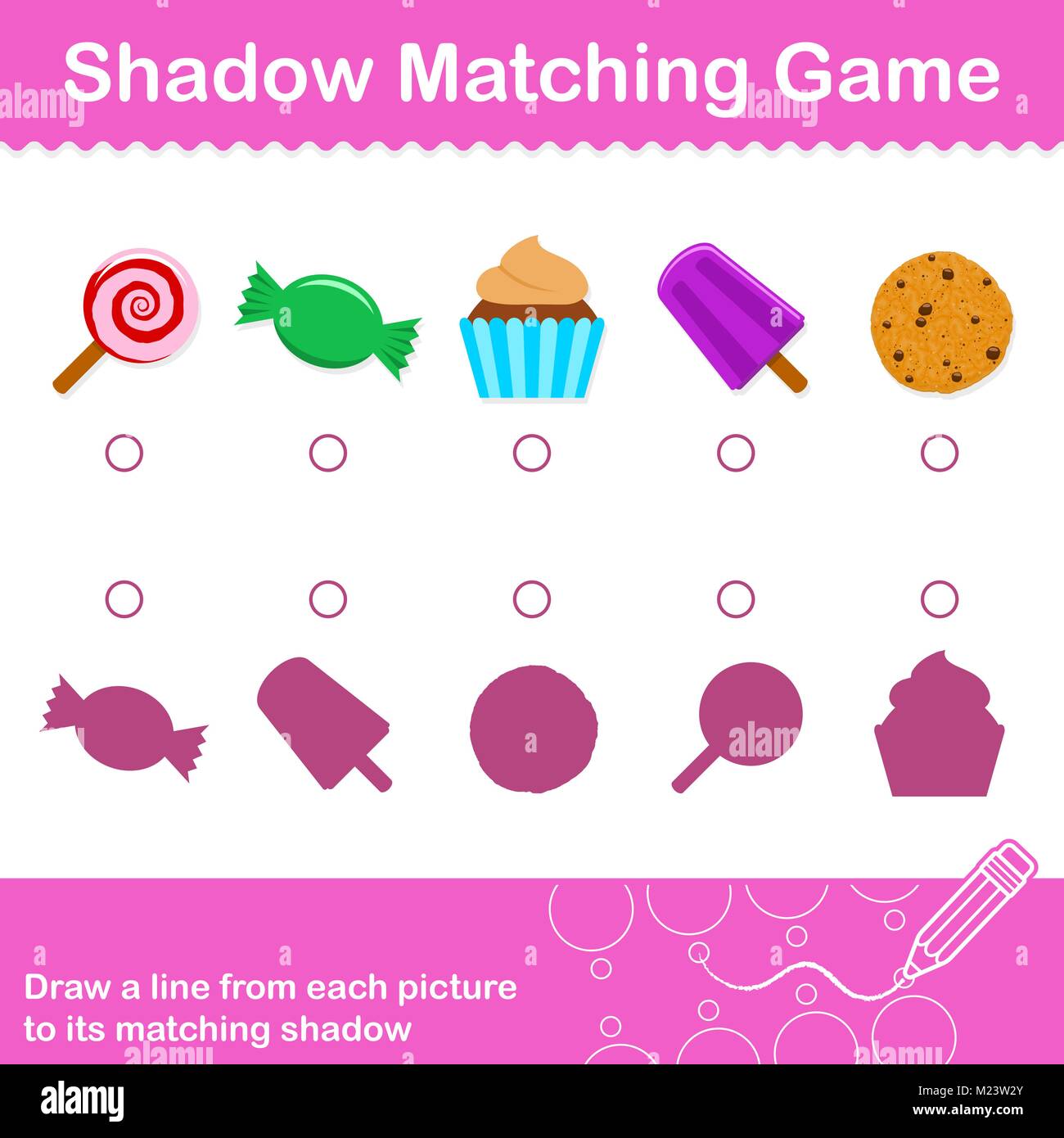 Match shadow puzzle worksheet kids hires stock photography and images