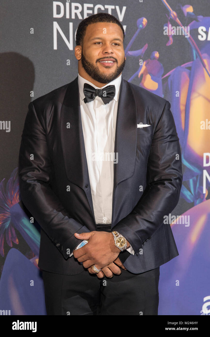 Minneapolis, Minnesota, USA. 3rd Feb, 2018. NFL athlete AARON DONALD poses backstage during the DIRECTV NOW Super Saturday Night at The Armory in Minneapolis, Minnesota Credit: Daniel DeSlover/ZUMA Wire/Alamy Live News Stock Photo