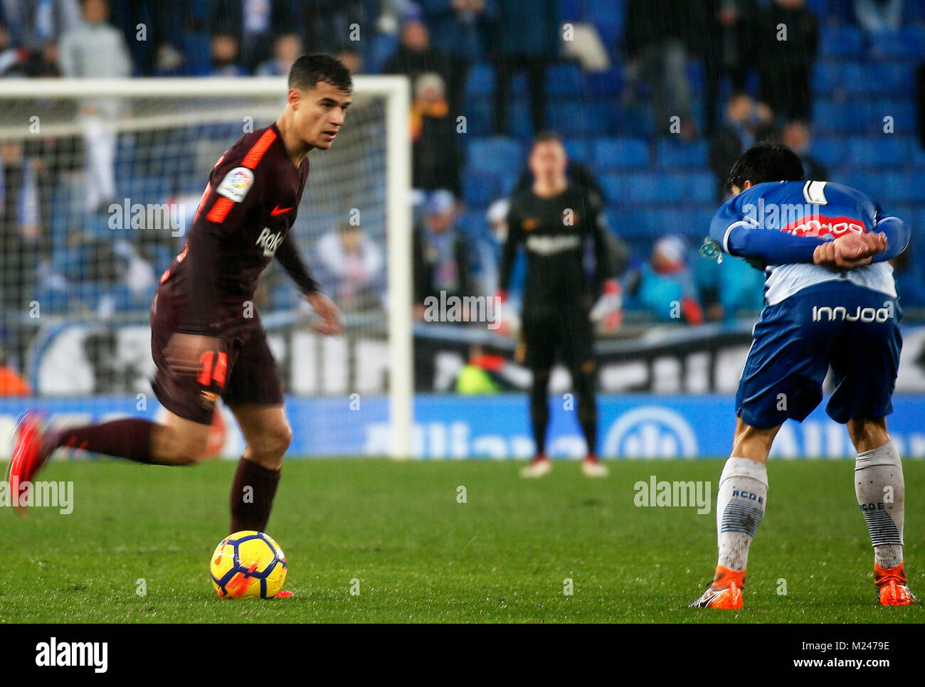 Barcelona, Spain. 01st Feb, 2018. Philippe Coutinho during the match between RCD Espanyol vs FC Barcelona, for the round 22 of the Liga Santander, played at Cornella -El Prat Stadium on 3th February 2018 in Barcelona, Spain. Credit: Gtres Información más Comuniación on line, S.L./Alamy Live News Stock Photo