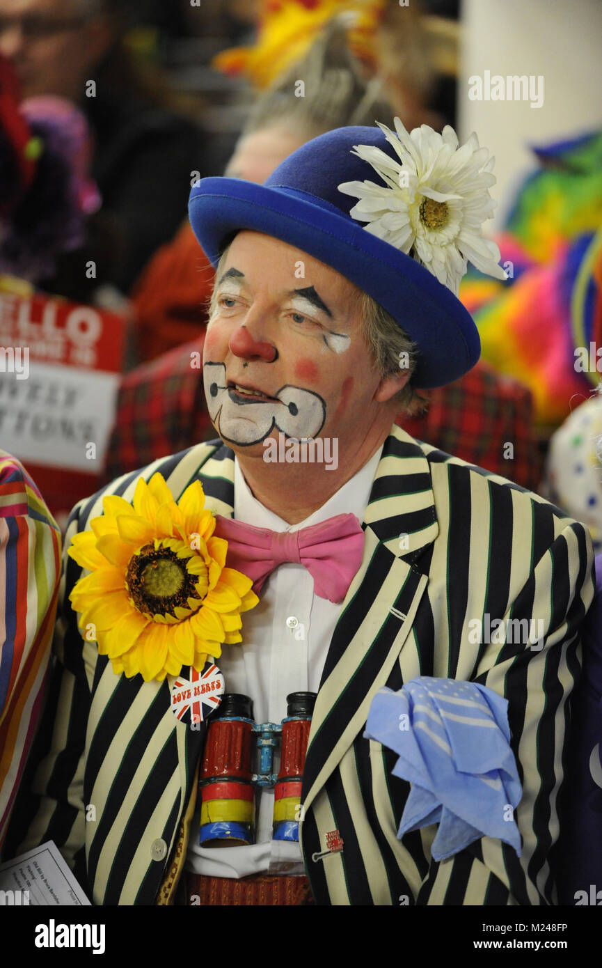 A clown listening to the service during the 72nd Annual Grimaldi Stock ...