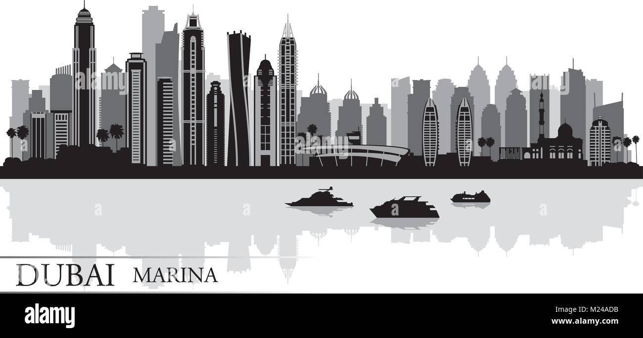 dubai marina city skyline silhouette background vector illustration stock vector image art alamy https www alamy com stock photo dubai marina city skyline silhouette background vector illustration 173429015 html