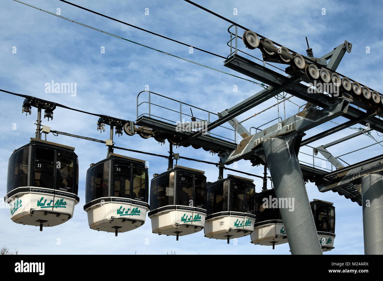 Cable Cars at Val d'Allos Skiing Resort France Stock Photo